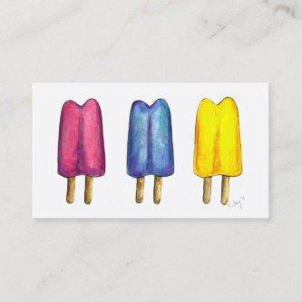Watercolor Popsicle Twin Pop Popsicles Ice Lolly