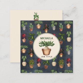 Watercolor Potted Plants Home Staging QR Code Square