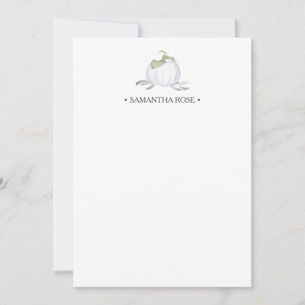 Watercolor Pumpkin Personalized Stationery Note Card
