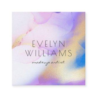 Watercolor Purple Gold Abstract Calligraphy Script Square