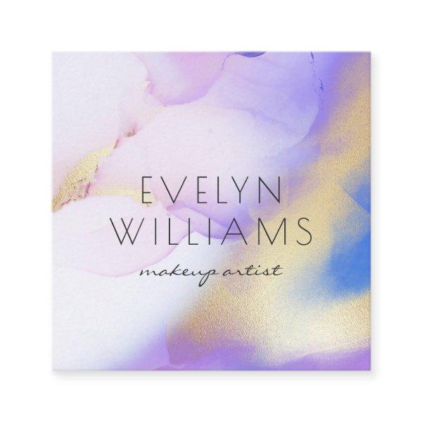 Watercolor Purple Gold Abstract Calligraphy Script Square