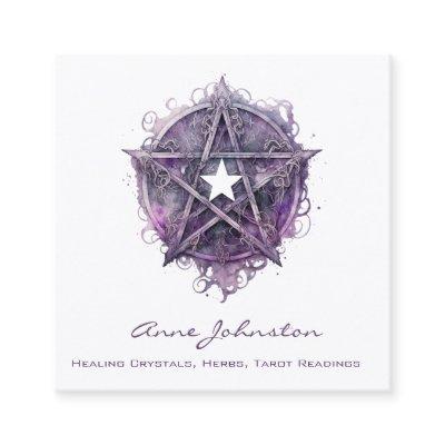 Watercolor Purple Pentagram Star Square