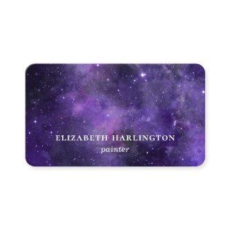 Watercolor purple space. Modern galaxy stars
