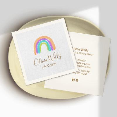 Watercolor Rainbow Life Coach Calling Card