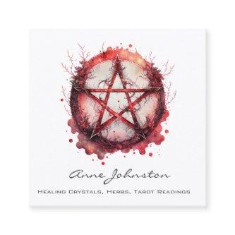 Watercolor Red Pentagram Square
