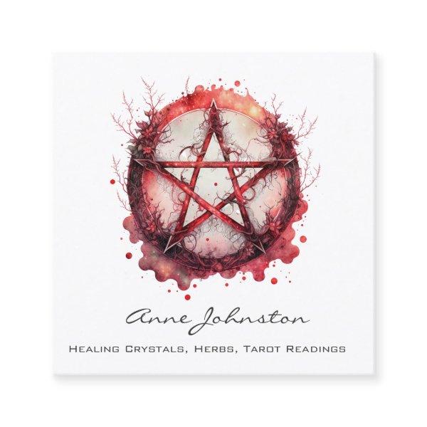 Watercolor Red Pentagram Square
