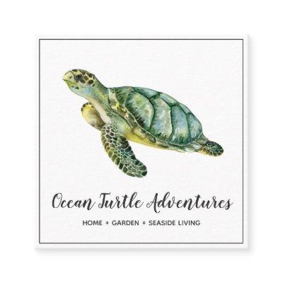 Watercolor Sea Turtle Square