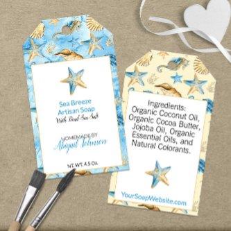 Watercolor Shells & Starfish 🌊 Beach Theme  Soap Gift Tags