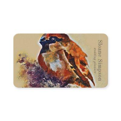 Watercolor Sparrow Abstract Painting Beige