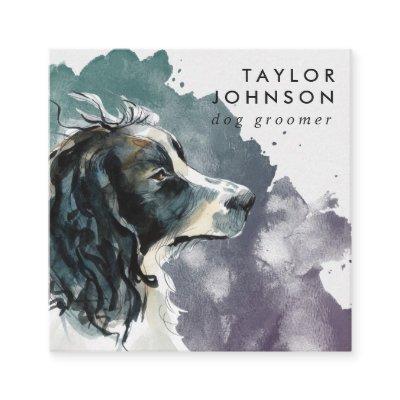 Watercolor Springer Spaniel Dog Groomer Square