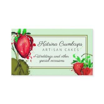 Watercolor strawberries fruit jam cake pie bakery