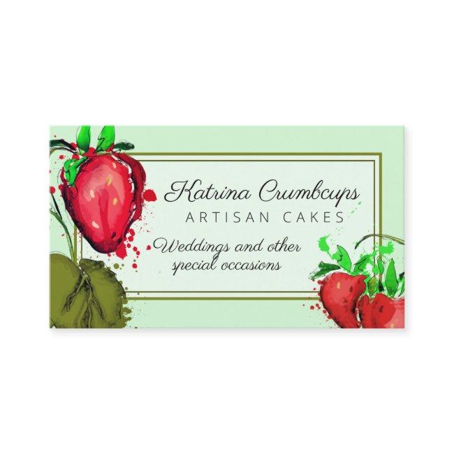 Watercolor strawberries fruit jam cake pie bakery