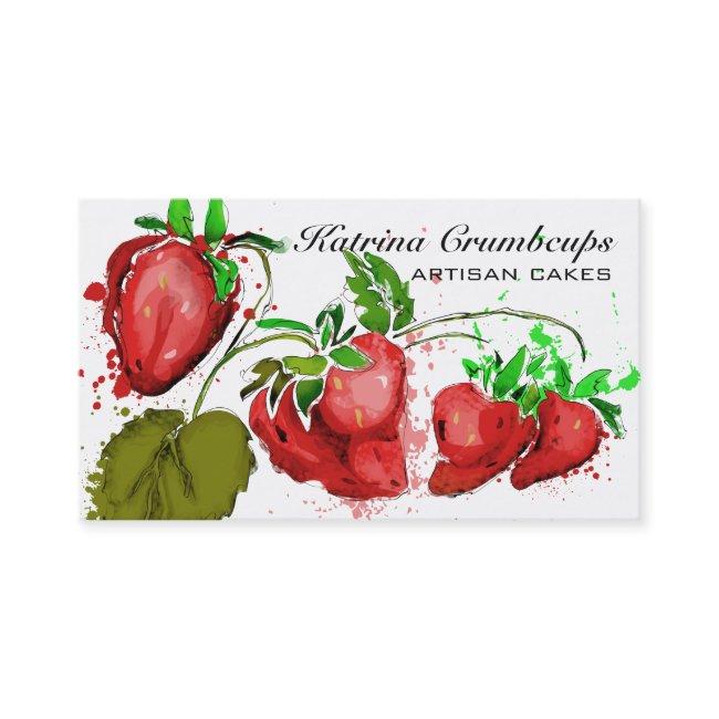 Watercolor strawberries fruit jam cake pie bakery