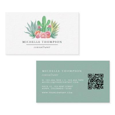 Watercolor Succulents QR Code