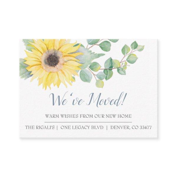 Watercolor Sunflower New Home Moving Announcement