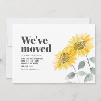 Watercolor Sunflower We've Moved Moving Announcement