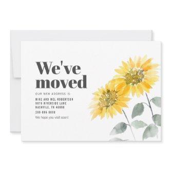 Watercolor Sunflower We've Moved Moving Announcement