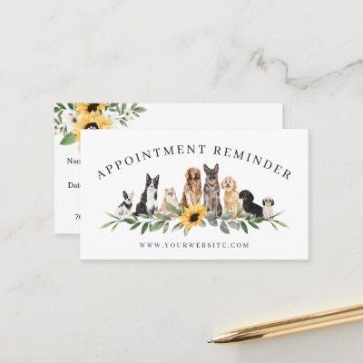Watercolor Sunflowers Dog Breeds Animal Pet Care Appointment Card
