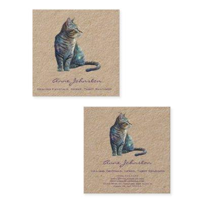 Watercolor Tabby Kitty Square