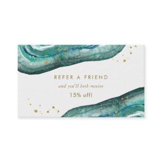 Watercolor Teal and Faux Gold Geode | Referral