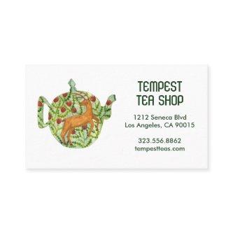 Watercolor Teapot Deer Floral Tea Shop Cafe Herbal