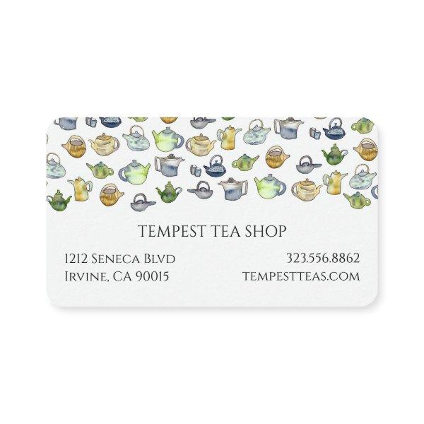 Watercolor Teapot Pattern Quaint Elegant Tea Shop