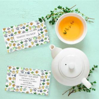 Watercolor Teapot Pattern Quaint Elegant Tea Shop