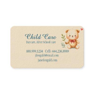 Watercolor Teddy Bear Child Minding Babysitting