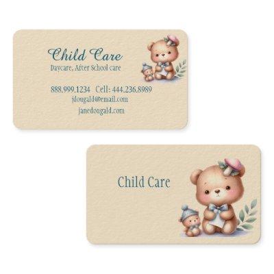 Watercolor Teddy Bear Child Minding Babysitting