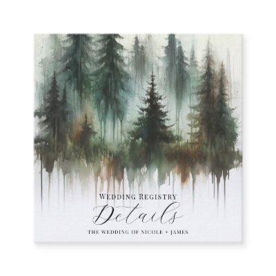 Watercolor Trees Rustic Wilderness Details Square