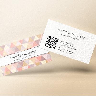 Watercolor Triangle Pink Cream Mauve Gray  QR code