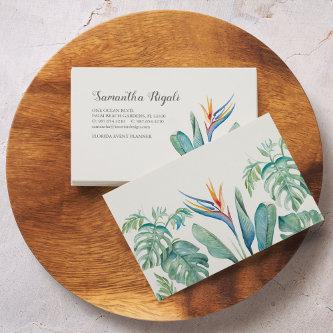 Watercolor Tropical Floral and Greenery Business Enclosure Card