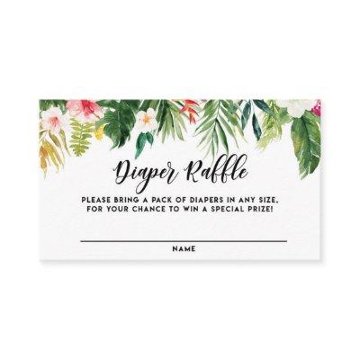 Watercolor Tropical Flowers Diaper Raffle Card