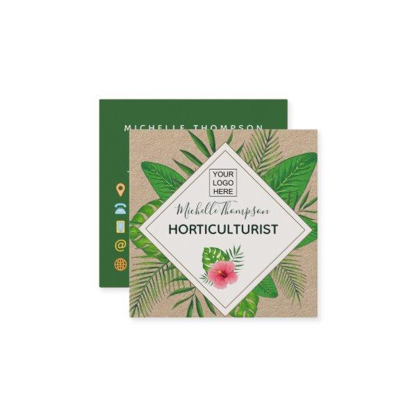 Watercolor tropical foliage personalized square
