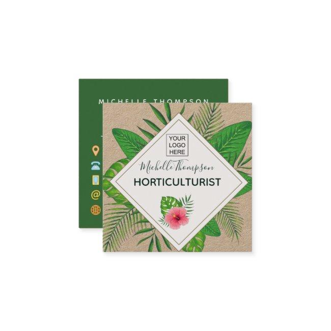Watercolor tropical foliage personalized square