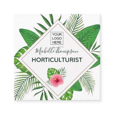 Watercolor tropical foliage personalized square