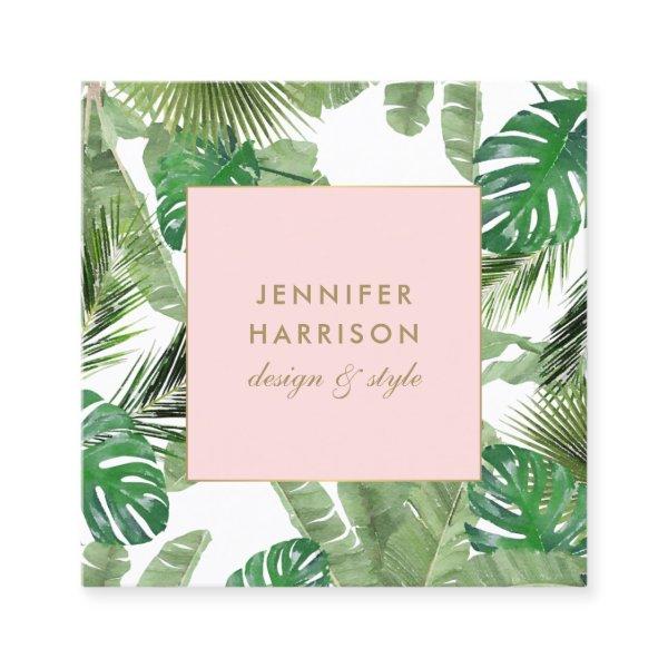 Watercolor Tropical Leaves Pattern Designer Square