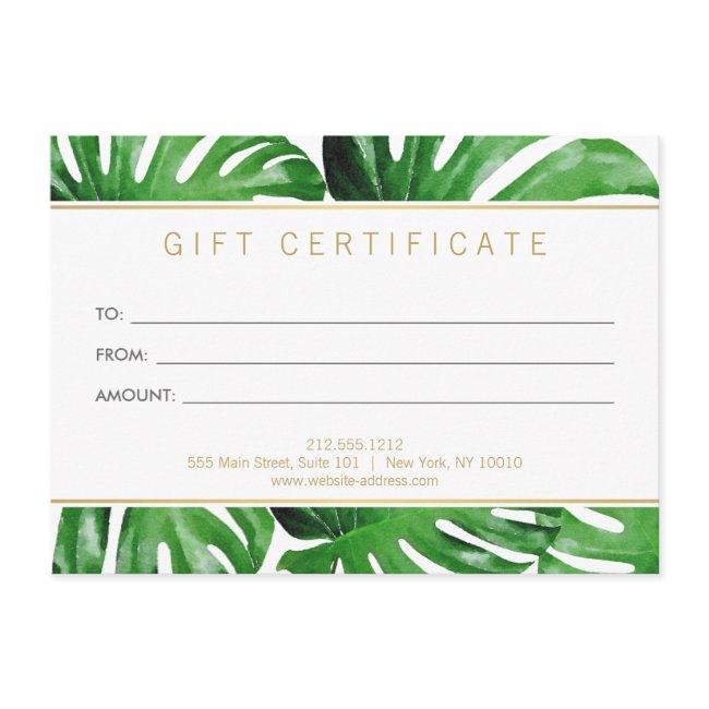 Watercolor Tropical Monstera Gift Certificate Invitation