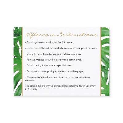 Watercolor Tropical Monstera Leaves Aftercare Card