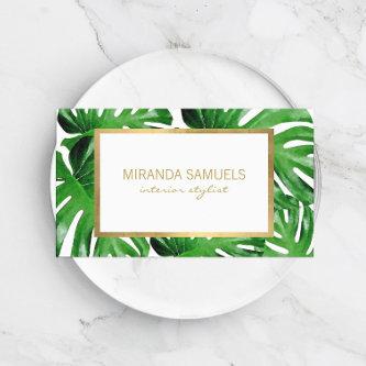 Watercolor Tropical Monstera Leaves Pattern