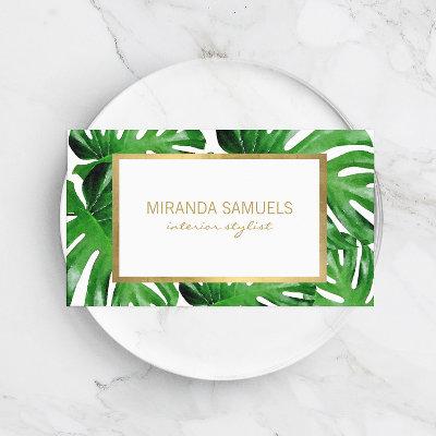 Watercolor Tropical Monstera Leaves Pattern