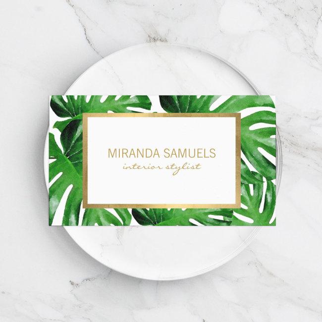 Watercolor Tropical Monstera Leaves Pattern
