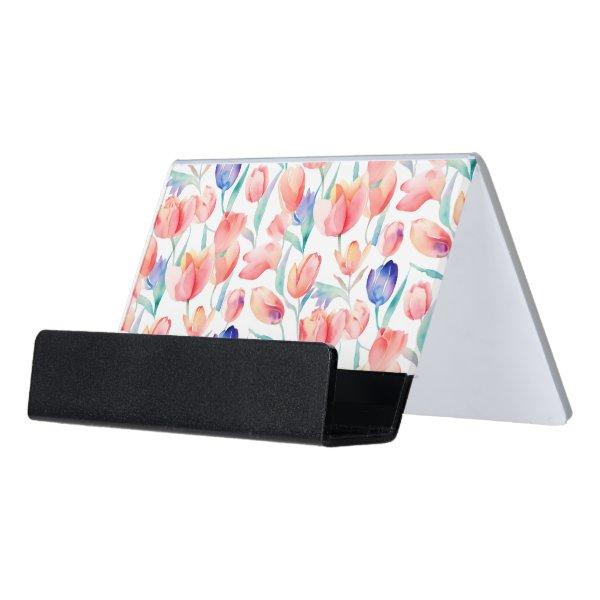 Watercolor Tulips Pattern Card Holder