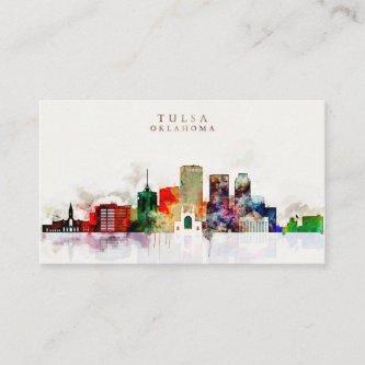 Watercolor Tulsa Skyline