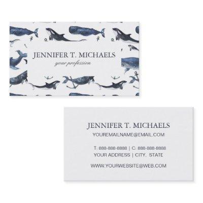 Watercolor Whale & Anchor Pattern