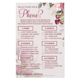 Watercolor  What is on your phone Shower game card Flyer