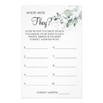Watercolor Where were They Bridal shower game card Flyer