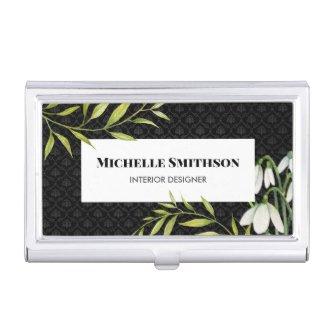 Watercolor White Snowdrops and Laurel Damask  Case