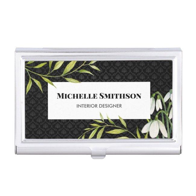 Watercolor White Snowdrops and Laurel Damask  Case