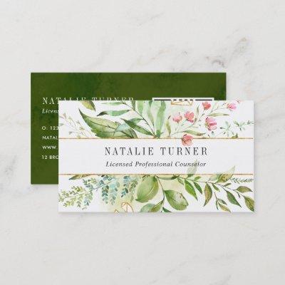 Watercolor Wild Floral Green Foliage with QR Code